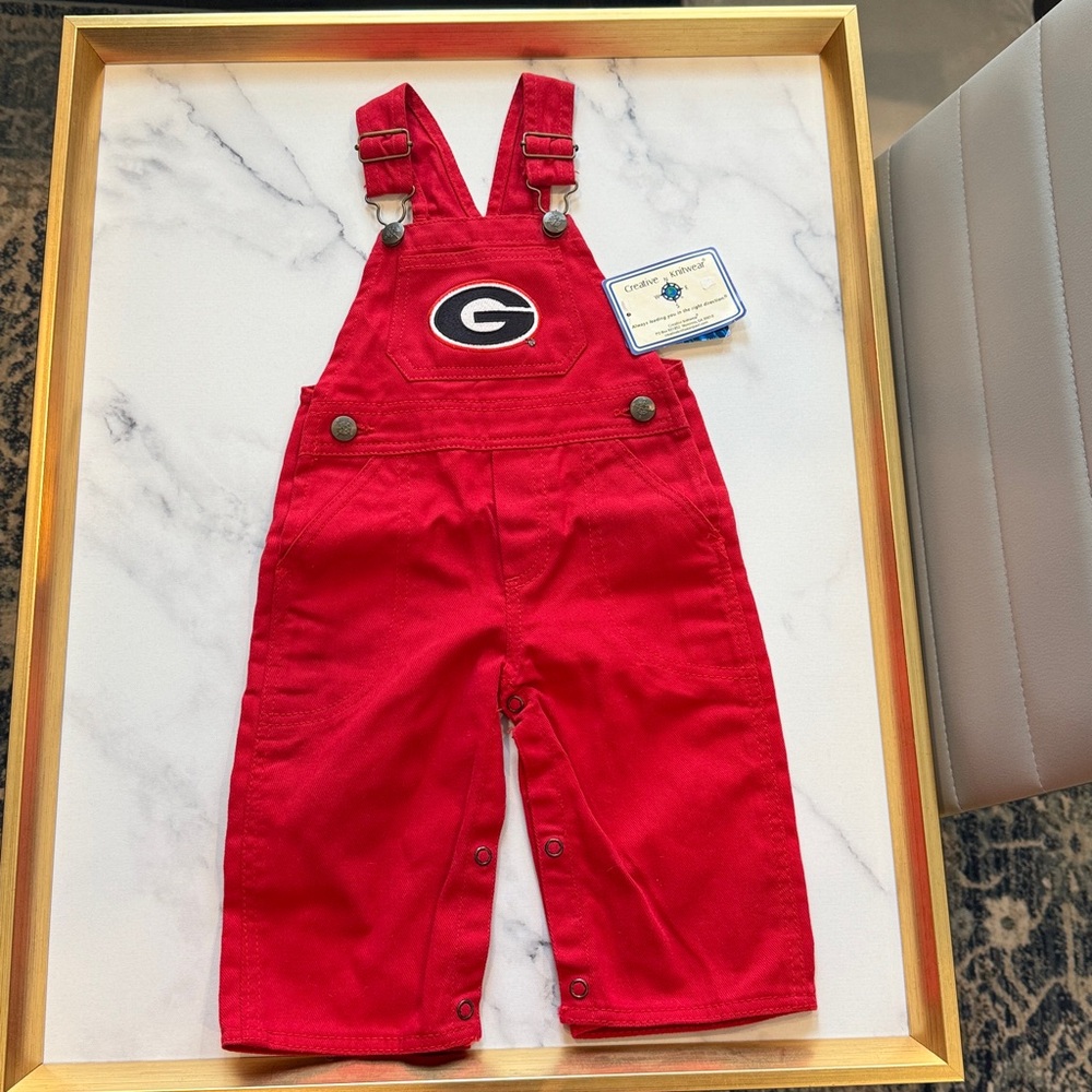 *NEW* Georgia Bulldogs UGA baby overalls.  12months